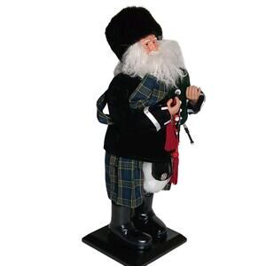 Santa Claus with Bagpipes Nicholas Square Scottish Statue Doll Figurine 18"